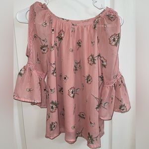 Pink Floral Girls Top, Medium